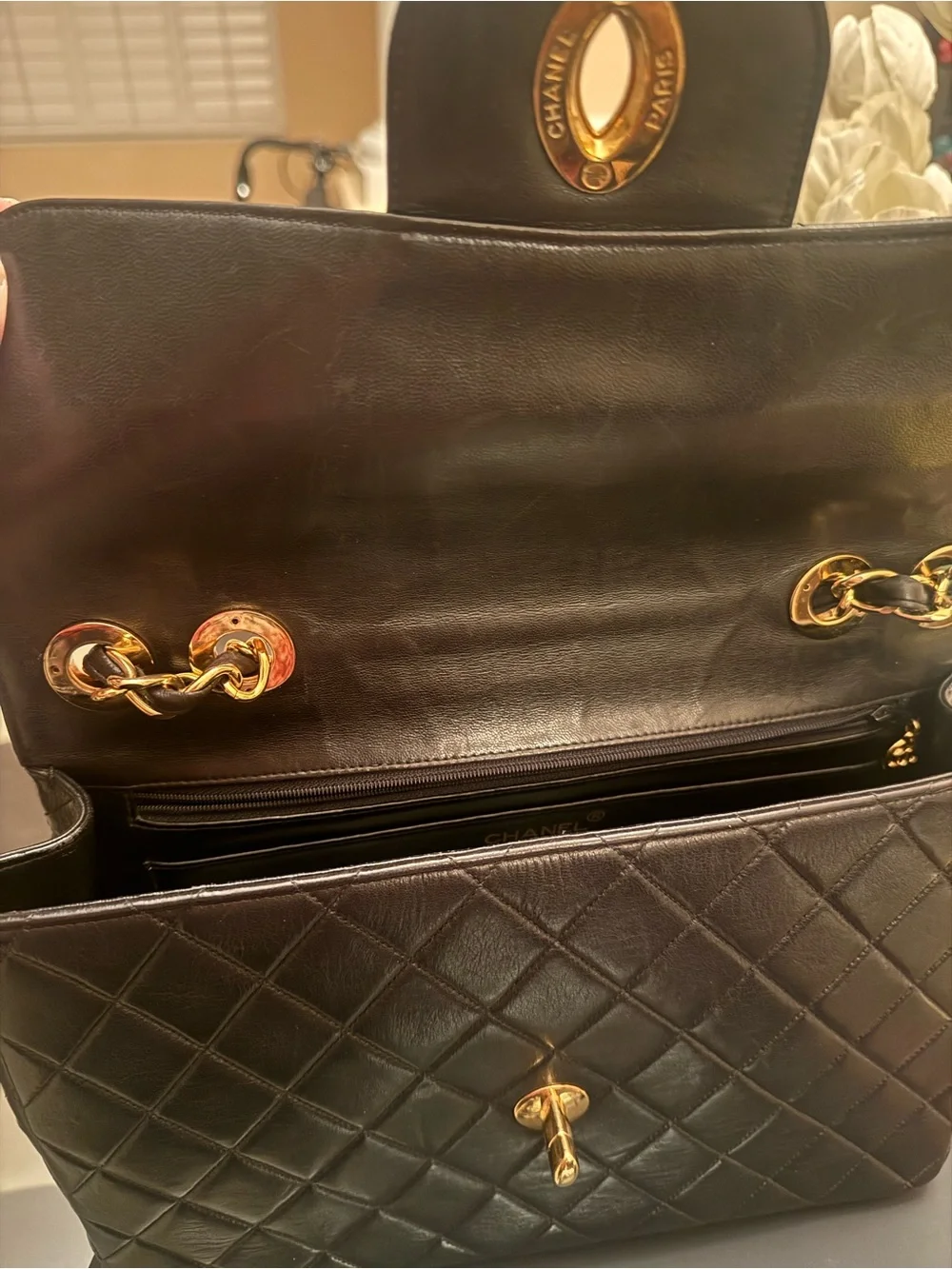 CHANEL Black Quilted Leather Single Flap with Gold CC hardware